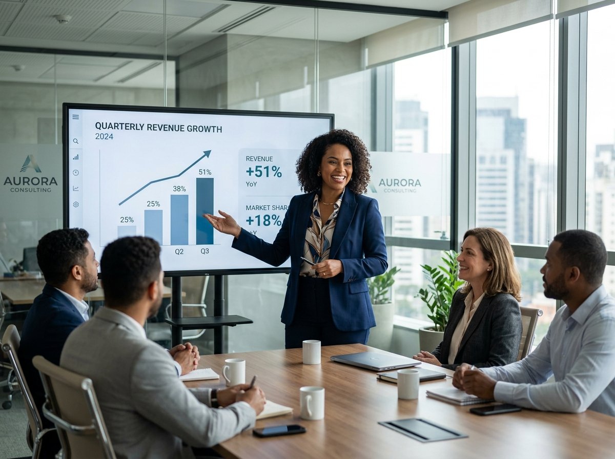 Consultora e empreendedores estruturando estratégias de crescimento e vendas